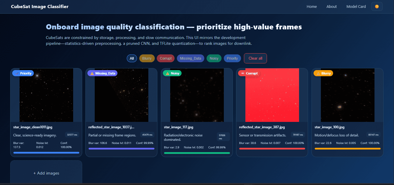CubeSat Image Classification project preview